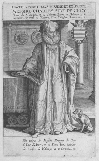 Incisione raffigurante Carlo III di Croÿ da Jacques de Bye